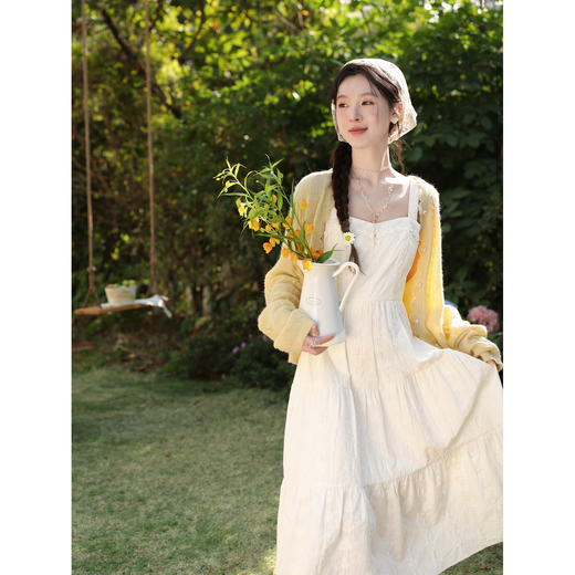 鹿向南「白雾星海」法式无袖连衣裙女2026春小个子高腰度假吊带裙 商品图4