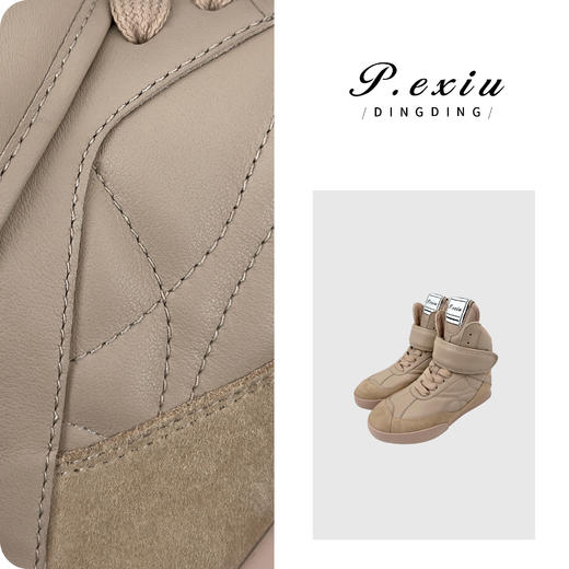 头层牛皮小众复古拼接魔术贴系带运动休闲鞋QL117401 商品图0