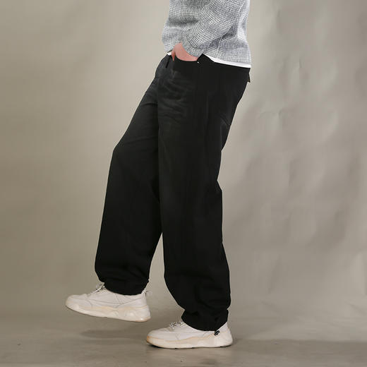 DRONKOO 2026 抽绳松紧腰前双破骨猫须喷色中厚卫裤长裤 商品图2