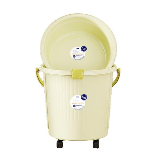 【带轮可移动盆桶套装❗卡扣设计】塑料加厚水桶手提家用学生宿舍洗衣桶泡脚桶水桶脸盆套装。rg 商品图4