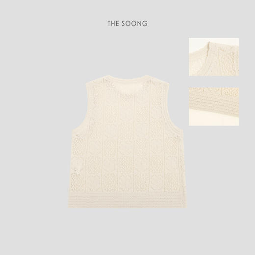 THESOONG复古爱尔兰手工编织阿兰花纹立体质感背心上衣HWBX8531 商品图8