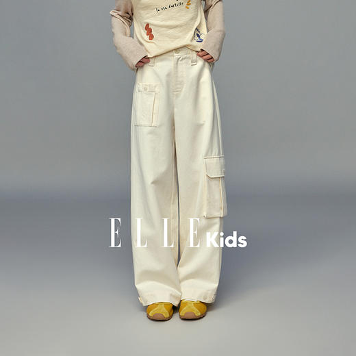 💕春3童装莱赛尔棉壳工装风绣花宽松长裤 商品图0