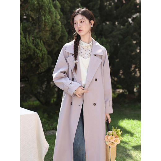 鹿向南「暮紫轻烟」高级感紫色风衣2026春季宽松长款法式外套女 商品图0