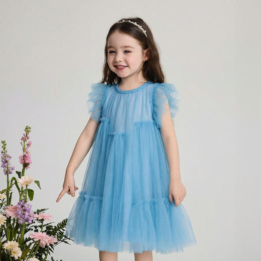 笛莎/Deesha 2026年夏季新款女童小童高光高定连衣裙纱裙裙子 商品图0