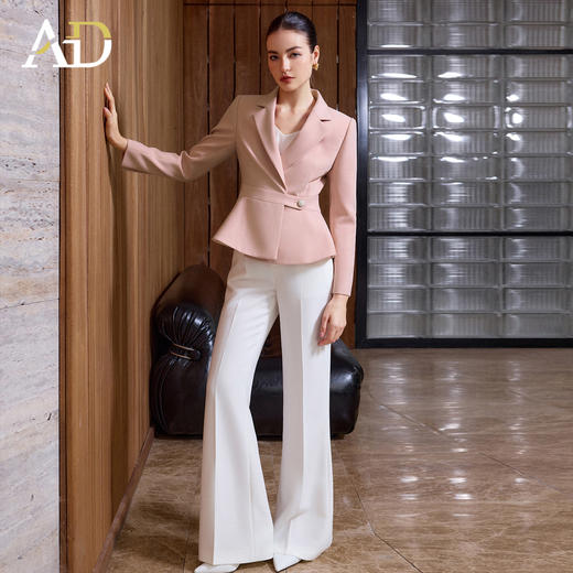 AD高端精致西装套装女春秋2026新款高级感商务正装收腰白裤两件套 商品图3