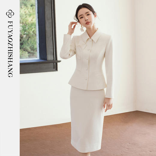 FUYAO扶摇直上 2026新款西装套装女春季花卉刺绣西服两件套高级感 商品图0
