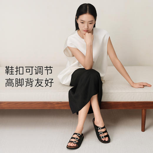 7or9&duimian联名款三字扣凉拖凉鞋黑贝母 商品图3