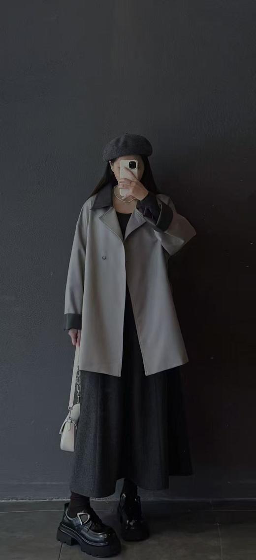 在熙Jaehee女装拼色皮风衣7573 商品图0