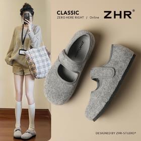 ZHR则则简约魔术贴勃肯鞋女春秋款百搭舒适懒人一脚蹬玛丽珍女鞋