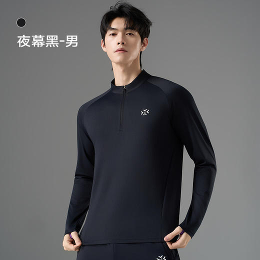 有为者/男女春秋跑步长袖 半开拉链魔方透湿拇指套跑步运动透气速干训练长袖T恤 商品图5