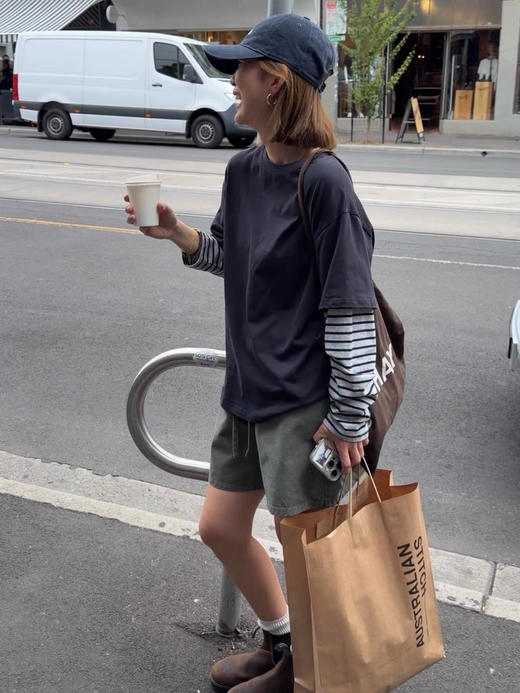 老米优品🎈3-5天! ☁《条纹叠搭云朵绒春款tee》韩系氛围感直接拉满！元气橘显白，经典藏青百搭，谁穿谁好看~T260226A 商品图4