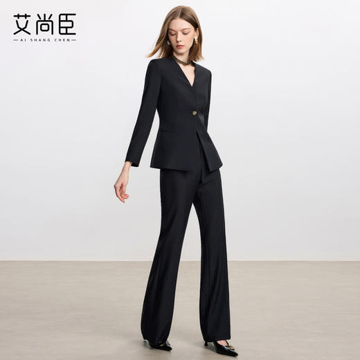 艾尚臣复古西装套装女冬高级感黑色西服两件套优雅主义正装两件套 商品图2