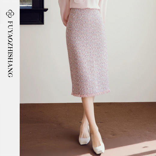 FUYAO扶摇 【长期实用主义】复古粗花呢半身裙女小香风时尚设计感 商品图2