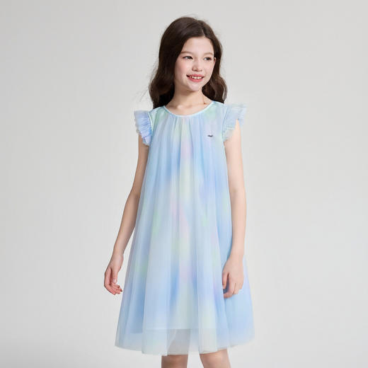 笛莎/Deesha 2026年夏季新款女童中大童精致公主连衣裙小飞袖晕染裙子 商品图1
