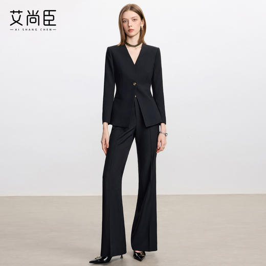 艾尚臣复古西装套装女冬高级感黑色西服两件套优雅主义正装两件套 商品图3