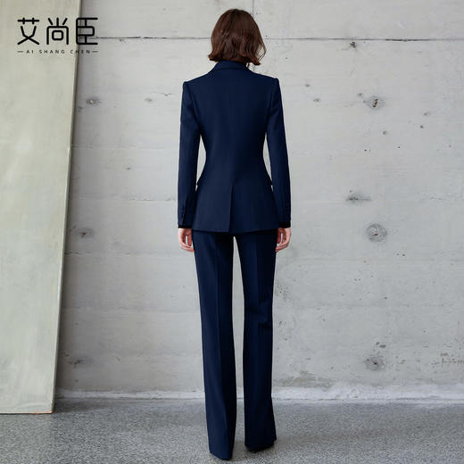 艾尚臣藏青色西服职业装女羊毛高级感商务西装套装职场通勤两件套 商品图4