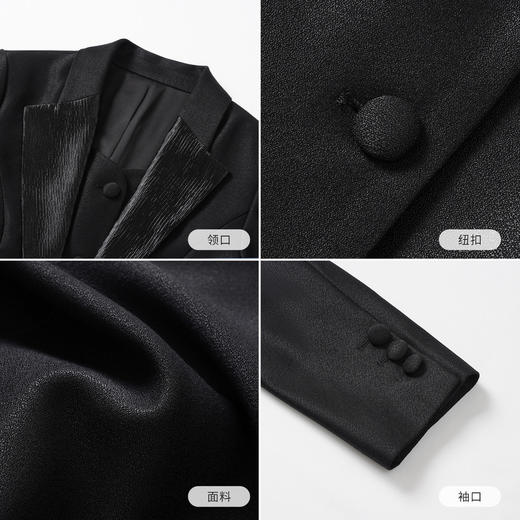 艾尚臣假两件黑色修身连衣裙女职业装西装领排扣气质高级感通勤裙 商品图3