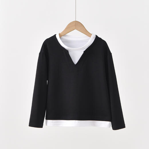 【MUBENMI木本木米2609假两件休闲卫衣】这件假两件卫衣我家娃穿了不想脱！韩系穿搭轻松拿捏，简单配色，是春天的“出场设置”，松弛感满满，穿上秒变韩系酷帅小孩~ 商品图6