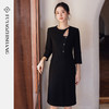 FUYAO扶摇直上 优雅国风连衣裙女新中式圆领裙子赫本风醋酸小黑裙 商品缩略图1