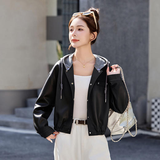 通勤风连帽短款外套，宽松显瘦时尚夹克显瘦早秋HR-2627 商品图2