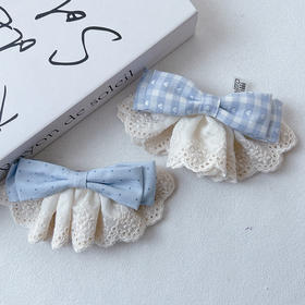 浅蓝色格子蝴蝶结少女发夹-纪念日百货门店同款169265952