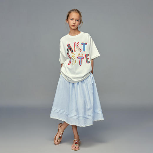 💕春季童装-60S持久如新抗皱液氨拉架双面宽松贴布绣T恤Y018EL 商品图3