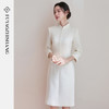FUYAO扶摇直上 新中式醋酸旗袍裙女七分袖立领连衣裙修身优雅裙子 商品缩略图0