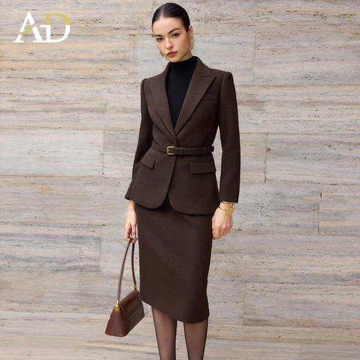 AD品牌棉羊毛西装套装女春季2026新款轻奢高级感职业装裙子两件套 商品图2