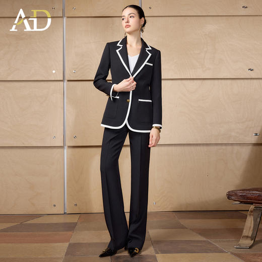 AD老钱风黑色撞色包边西装套装女春秋2026新款高级感巨好看一整套 商品图3