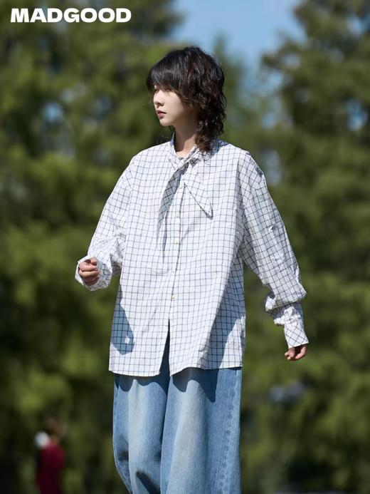马得工地/MDGDCS212071/领结绑带字母印花格子衬衫 商品图1