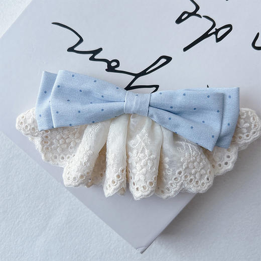 浅蓝色格子蝴蝶结少女发夹-纪念日百货门店同款169265952 商品图4