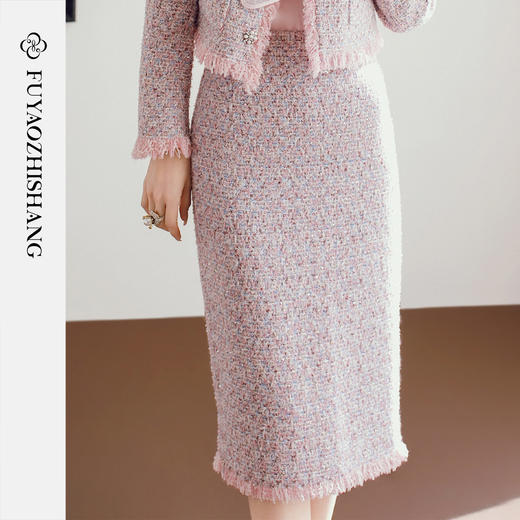 FUYAO扶摇 【长期实用主义】复古粗花呢半身裙女小香风时尚设计感 商品图3