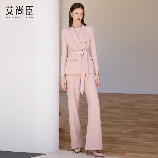 艾尚臣复古时尚套装女羊毛高级感西装两件套气质名媛职业装秋冬厚 商品图2