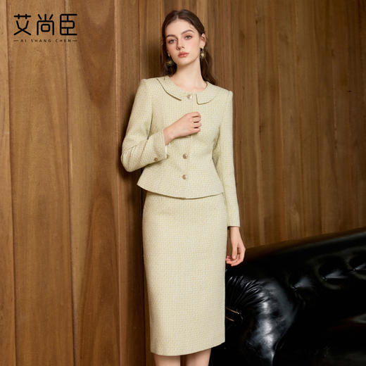 艾尚臣富家千金小洋装韩版两件套职业小香风套装外套半裙两件套女 商品图1