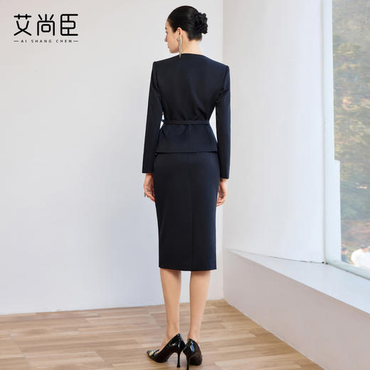 艾尚臣藏青色西装套装女2026新款春季职业装收腰显瘦轻熟风两件套 商品图4