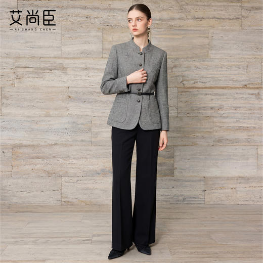 艾尚臣格雷系立绵羊毛西装套装女职业高级高智感阔腿裤两件套气质 商品图1