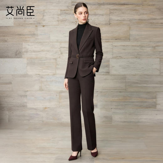 艾尚臣西装套装女2025冬季通勤毛呢西服职业装极简风厚羊毛两件套 商品图2