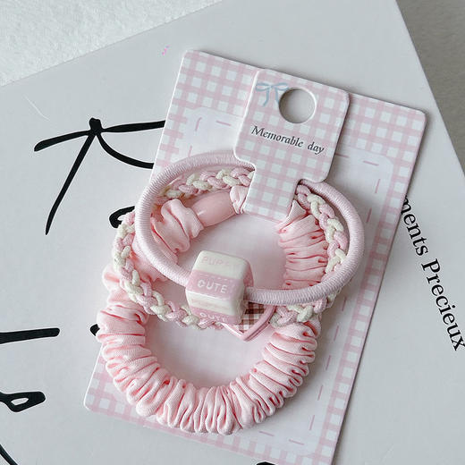 ZY格子爱心珠饰皮筋组合皮筋（3根）-纪念日百货门店同款169260916 商品图2