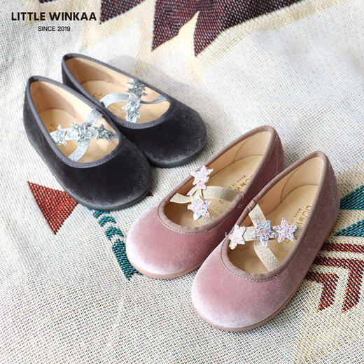 西班牙Little winkaa交叉带星星天鹅绒舞蹈鞋LW21035 商品图5