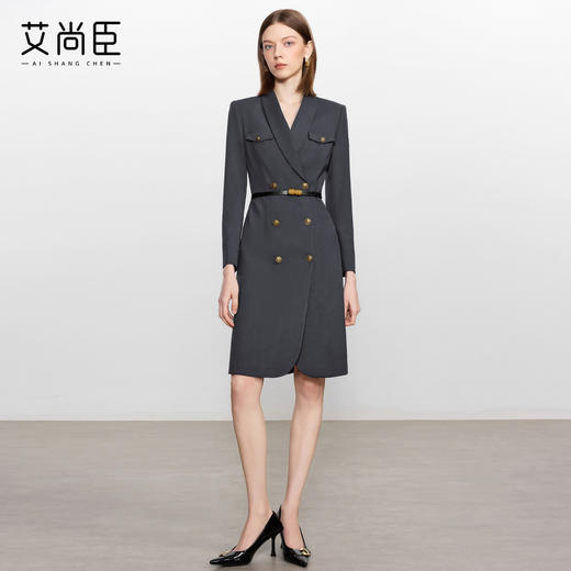 艾尚臣酒红色西装连衣裙女正式场合主持人西装裙女神范通勤职业装 商品图3