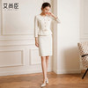 艾尚臣早8主理人 米色假两件连衣裙女职业通勤金属扣装饰显瘦裙子 商品缩略图1