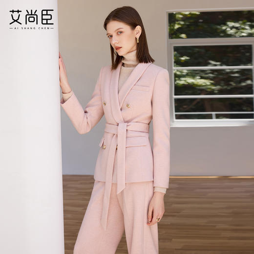 艾尚臣复古时尚套装女羊毛高级感西装两件套气质名媛职业装秋冬厚 商品图3