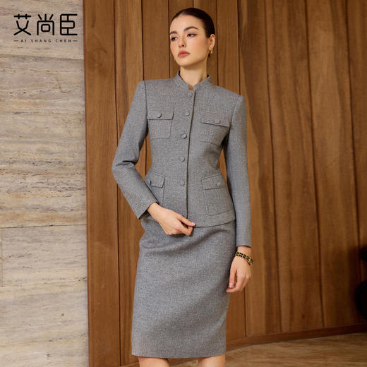 艾尚臣灰色西装套装女商务风职业装气质通勤两件套秋冬穿搭一整套 商品图1