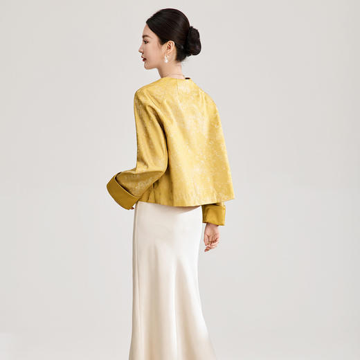 「高货wl」全新升级【铂金会员404/天猫549/差价145】(11957)洛诗琳新中式晕染银丝提花锦缎外套2026春季国风短外套 商品图2