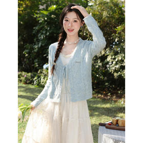 鹿向南「云絮春织」韩系蓝色针织衫女春季独特漂亮巨好看开衫上衣