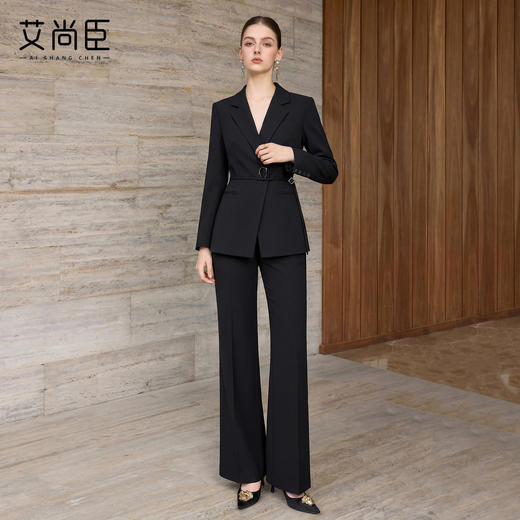 艾尚臣黑色西装套装女商务风修身长袖西服两件套高级感通勤正装春 商品图3