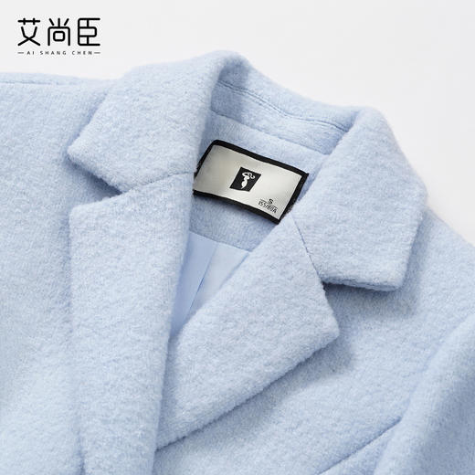 艾尚臣清蓝色毛呢西装套装裙女职业装双排扣修身气质套裙秋冬厚款 商品图3