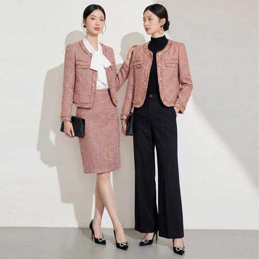 艾尚臣小香风名媛套装女春秋职业装外套半裙两件套千金风通勤装 商品图0