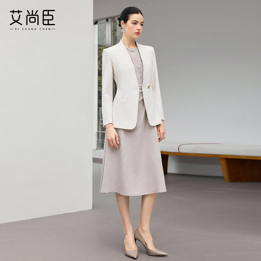 艾尚臣连衣裙两件套女2026春季新款米白色高级感职业气质西装套装 商品图4