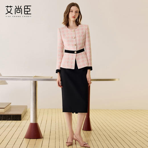 艾尚臣千鸟格小香风外套女2025新款秋高级感气质名媛西装上衣法式 商品图3